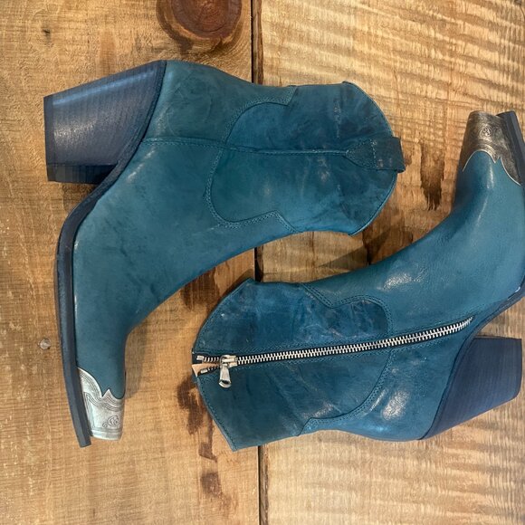 Free People Brayden Western Boot NWOT in Petrol Blue Size 37.5 (US 7) - Picture 7 of 13